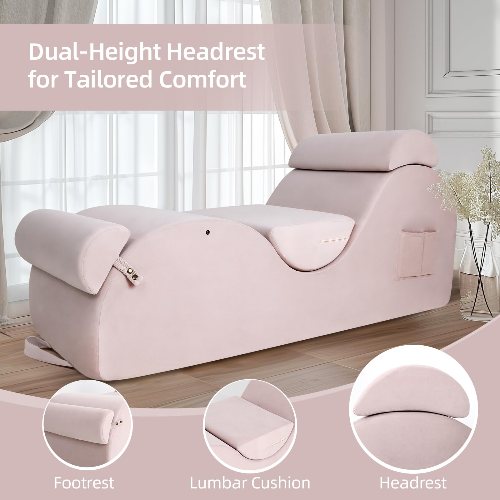 Pink Ergonomic Curved Premium Sex Chaise - Vixen | Nova Network