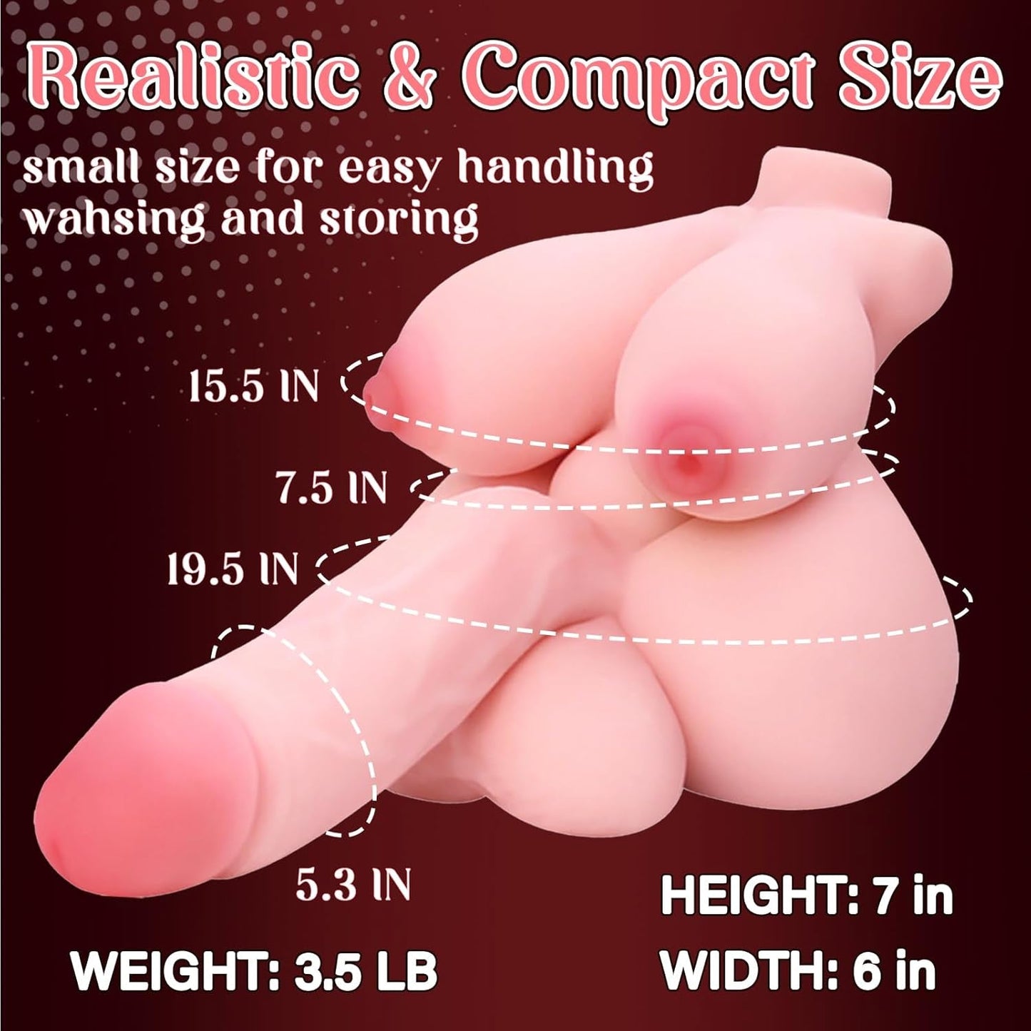 PixieMax Mini Trans Torso Sex Doll | 7" Dildo & Curves - Vixen Adult Playroom