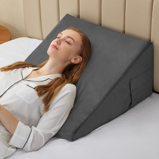 Plush Gray Couples Intimate Support Wedge Pillow - Vixen | Nova Network