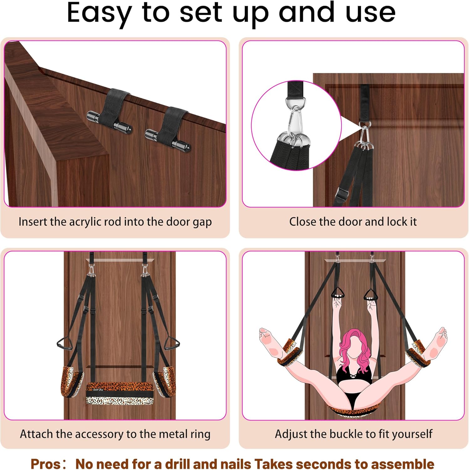 PlushElevate Leopard Print Adjustable Door Sex Swing - Vixen | Nova Network