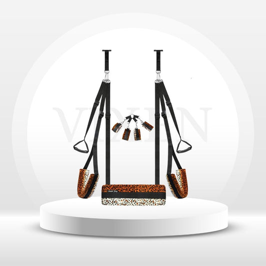 PlushElevate Leopard Print Adjustable Door Sex Swing - Vixen | Nova Network