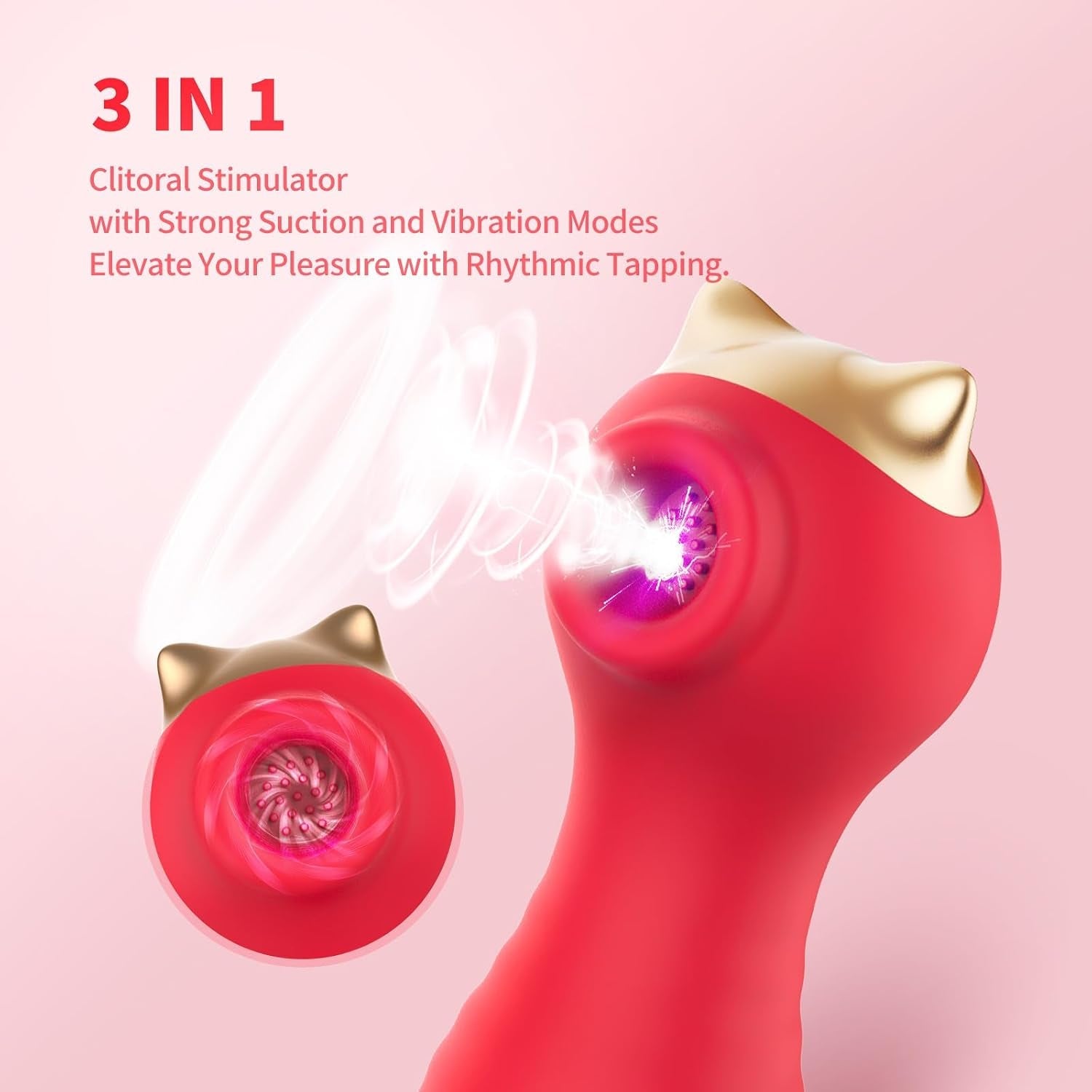 PocketBliss Mini Rose Clit Sucker – 3-in-1 Suck, Vibrate & Tap - Vixen Adult Playroom