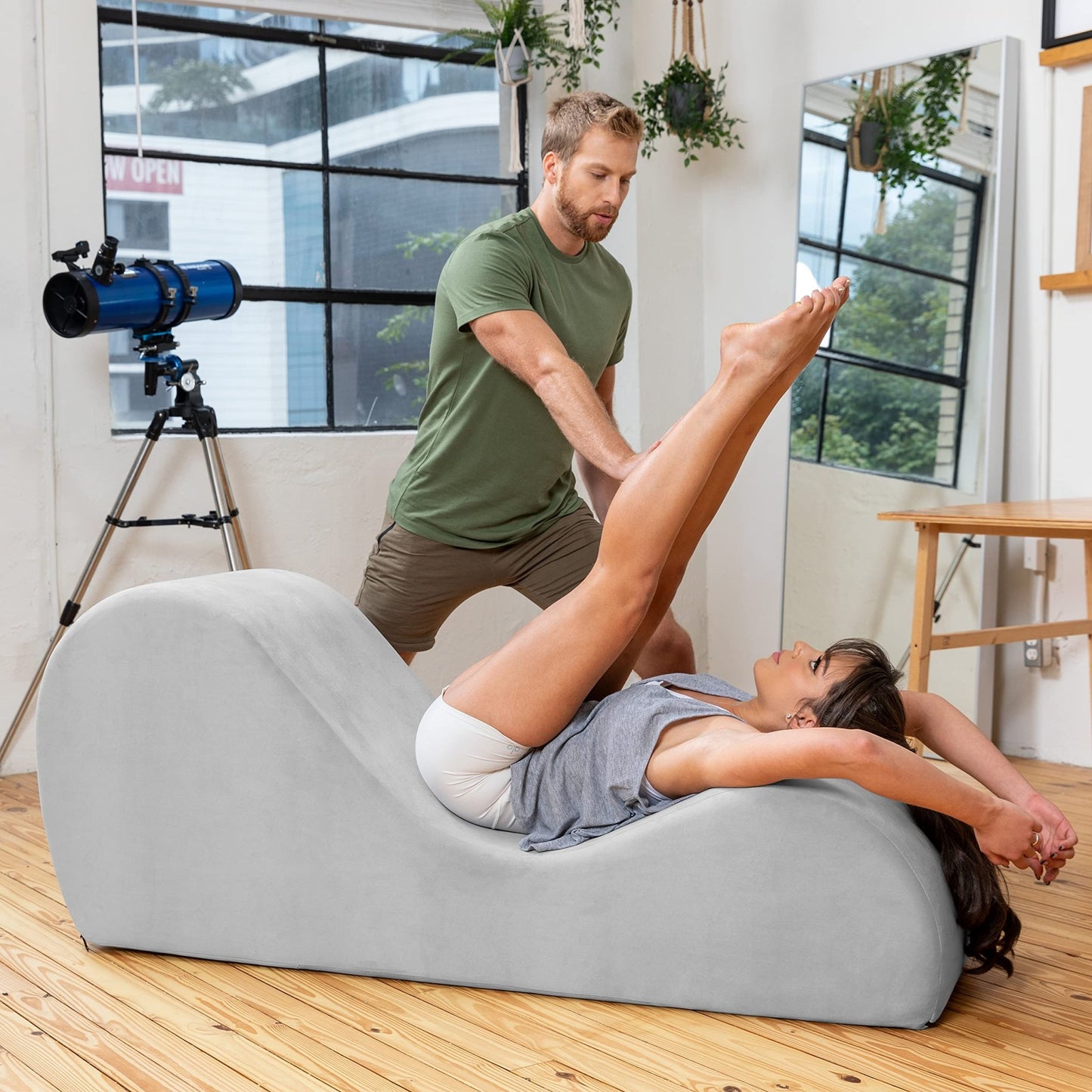 Premium Light Gray Intimate Lounge Sex Chaise - Vixen | Nova Network