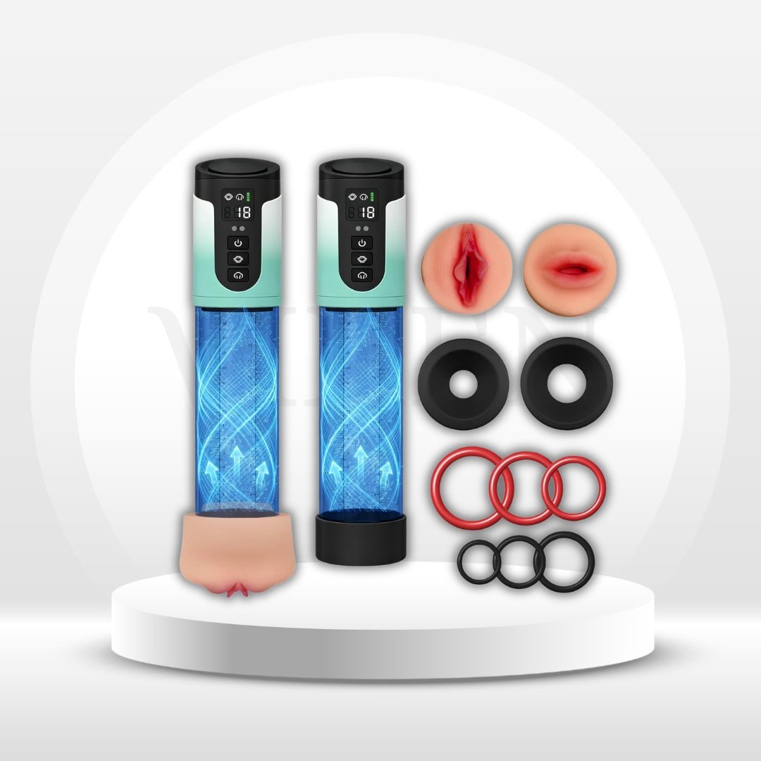 PressurePeak Electric Penis Pump | 4 Speeds, LED, Rings - Vixen Adult Playroom