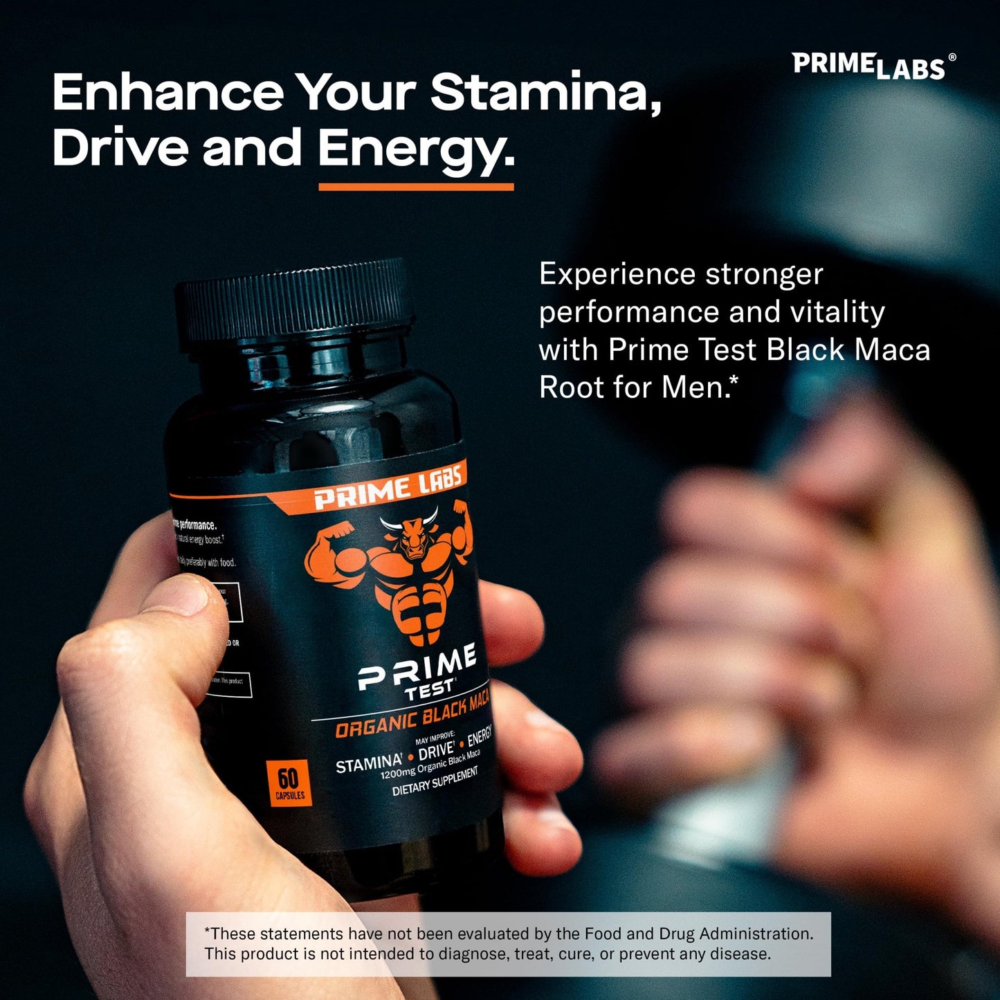 Prime Labs Organic Black Maca Root Capsules 1,200mg - Stamina, Drive, Energy, Vitality - Peruvian 20:1 Extract - for Men & Women - 60 Count - Vixen Adult Playroom