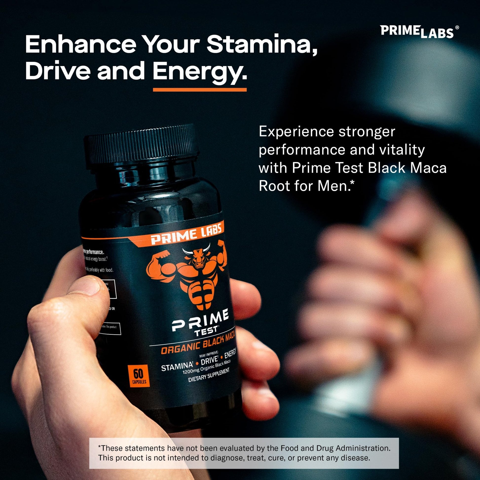 Prime Labs Organic Black Maca Root Capsules 1,200mg - Stamina, Drive, Energy, Vitality - Peruvian 20:1 Extract - for Men & Women - 60 Count - Vixen Adult Playroom