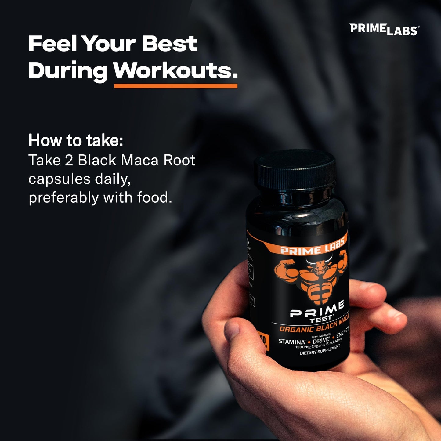 Prime Labs Organic Black Maca Root Capsules 1,200mg - Stamina, Drive, Energy, Vitality - Peruvian 20:1 Extract - for Men & Women - 60 Count - Vixen Adult Playroom