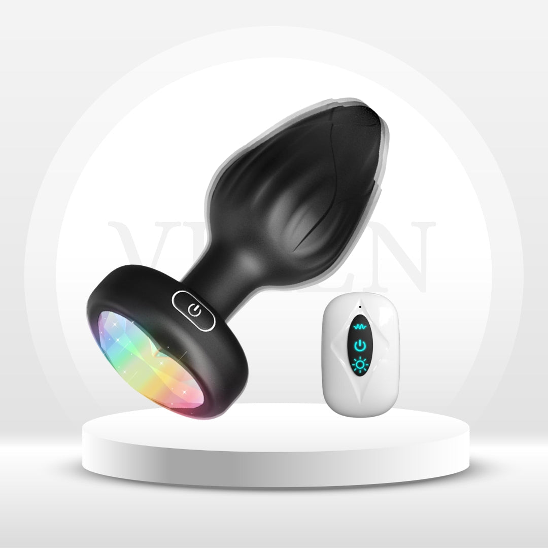 PrismGlow Light-Up Vibrating Butt Plug 10 Modes Remote - Vixen | Nova Network