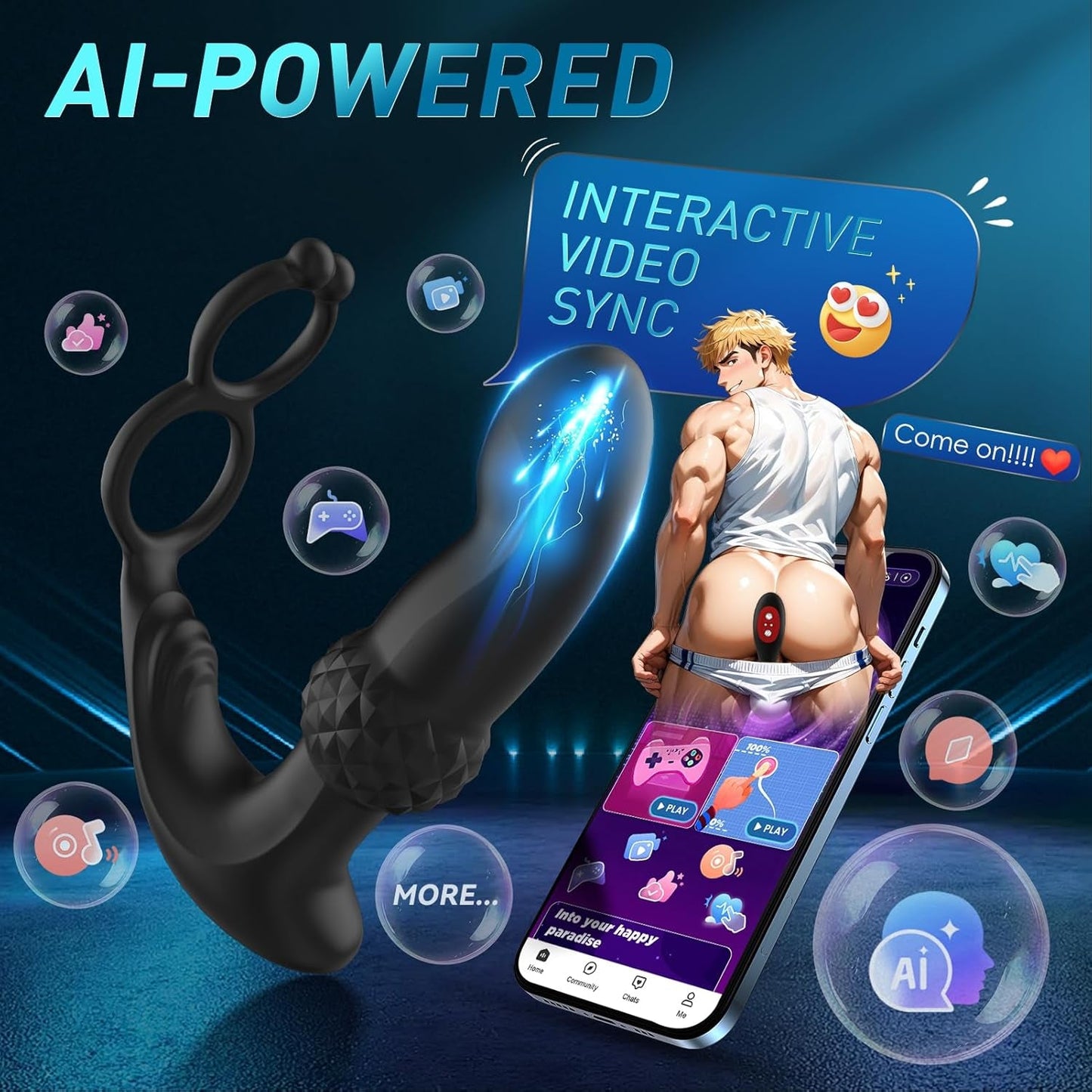 Prostate Massager Anal Vibrator, AI Sync Male Sex Toys for Men Sex Toy Anal Plug Anal Toys Adult Toys Male Vibrator Butt Plug for Women Remote Control with 7 Wiggling Vibrating Ring Gels & Oils - Vixen | Nova Network