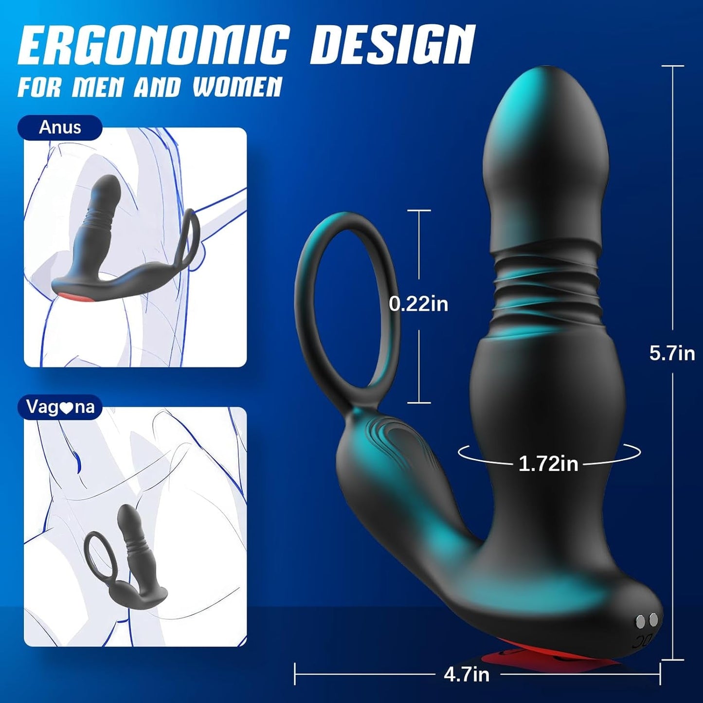 Prostate Massager Anal Vibrator Thrusting Vibrating 7 Modes with Cock Ring Anal Plug Anal Sex Toys P Spot Massager Male Sex Toys for Men Dildos Women Couples AI Sync Remote Control Anal Beads - Vixen | Nova Network