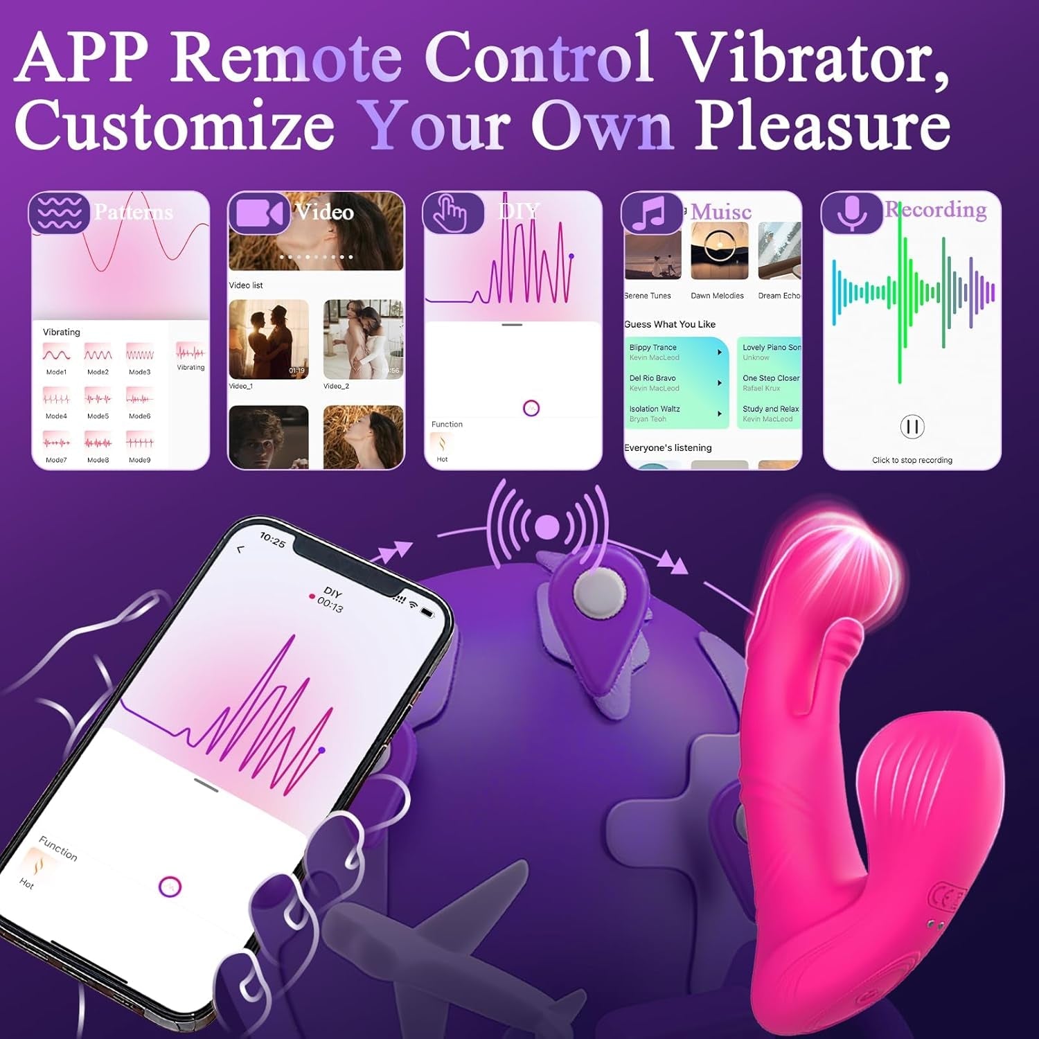 PulseButterfly App/Remote Control Wearable Couples Dildo Vibrator - Vixen | Nova Network