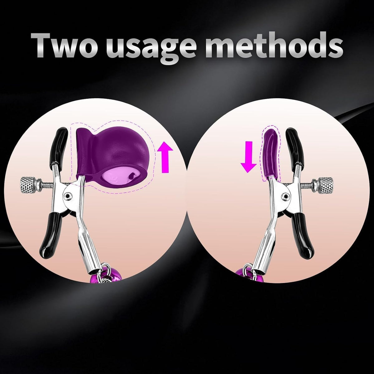 PulseChain Vibrating BDSM Nipple Clamps with Connecting Chain - Vixen Adult Playroom