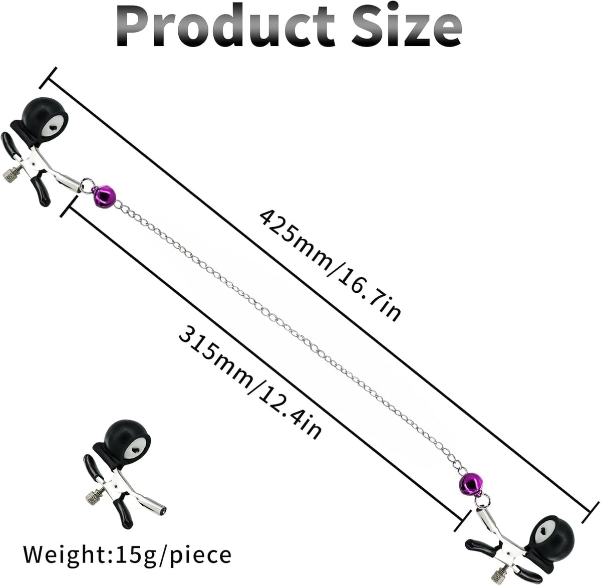 PulseChain Vibrating BDSM Nipple Clamps with Connecting Chain - Vixen Adult Playroom