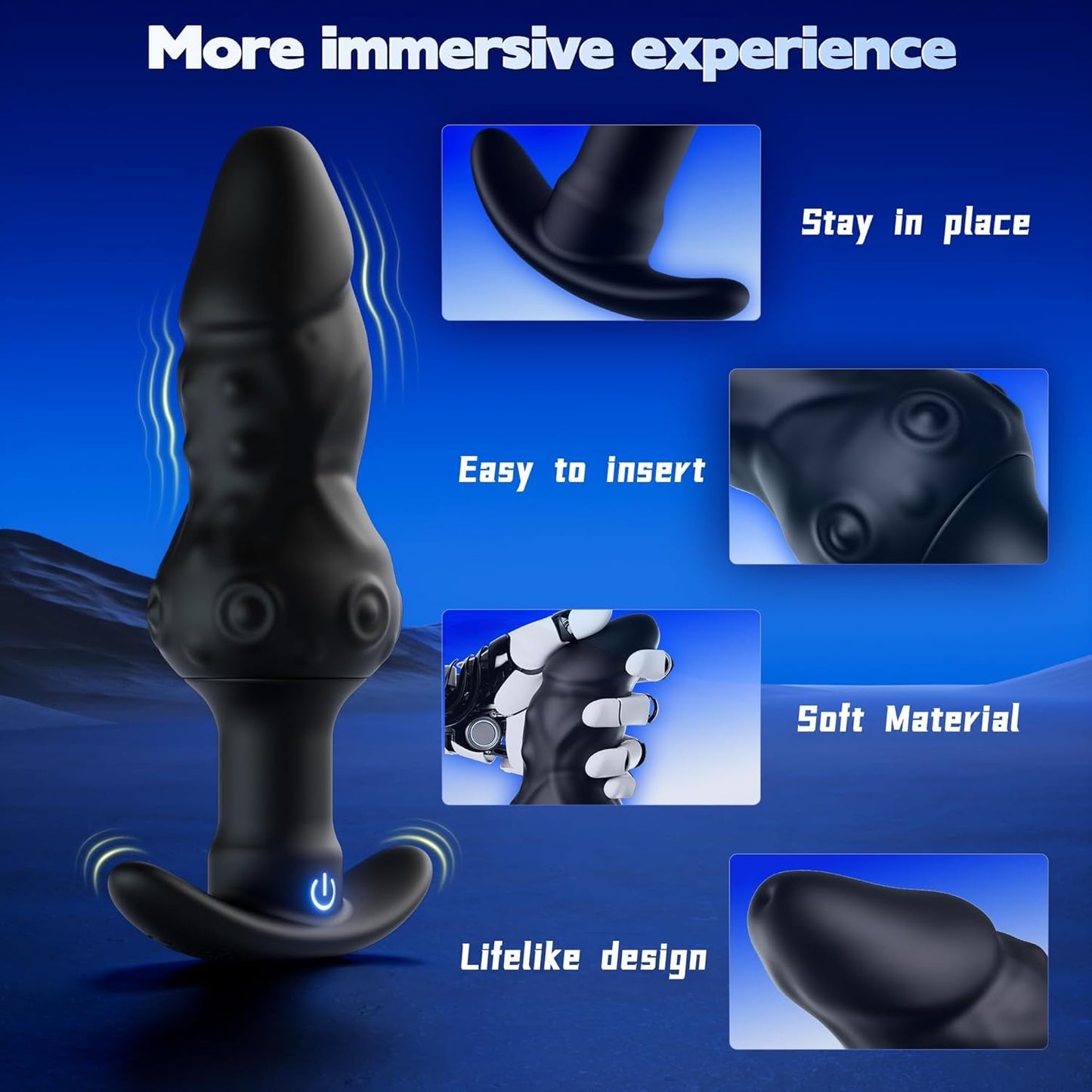 PulseCircle 360° Tapping Butt Plug – Remote Control, 9 Modes - Vixen Adult Playroom