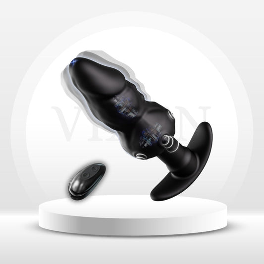 PulseCircle 360° Tapping Butt Plug – Remote Control, 9 Modes - Vixen Adult Playroom