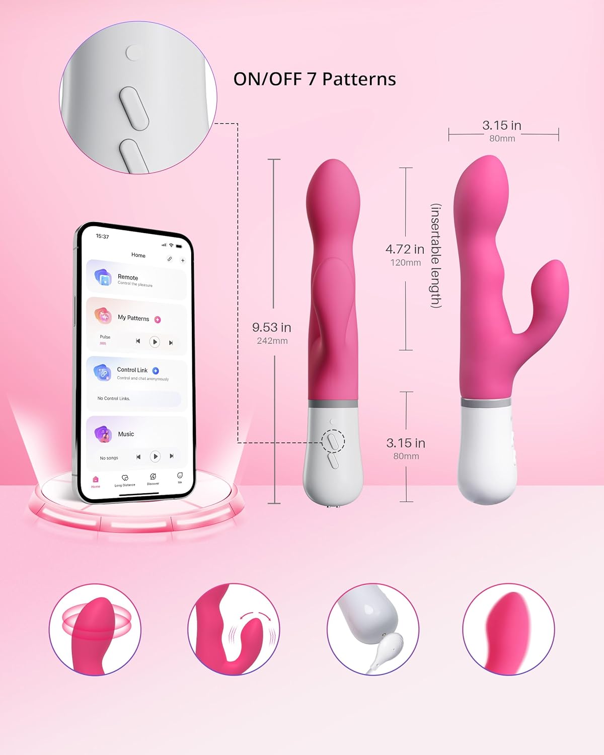 PulsePetal App - Controlled Rabbit Vibrator with Rotating Shaft - Vixen | Nova Network