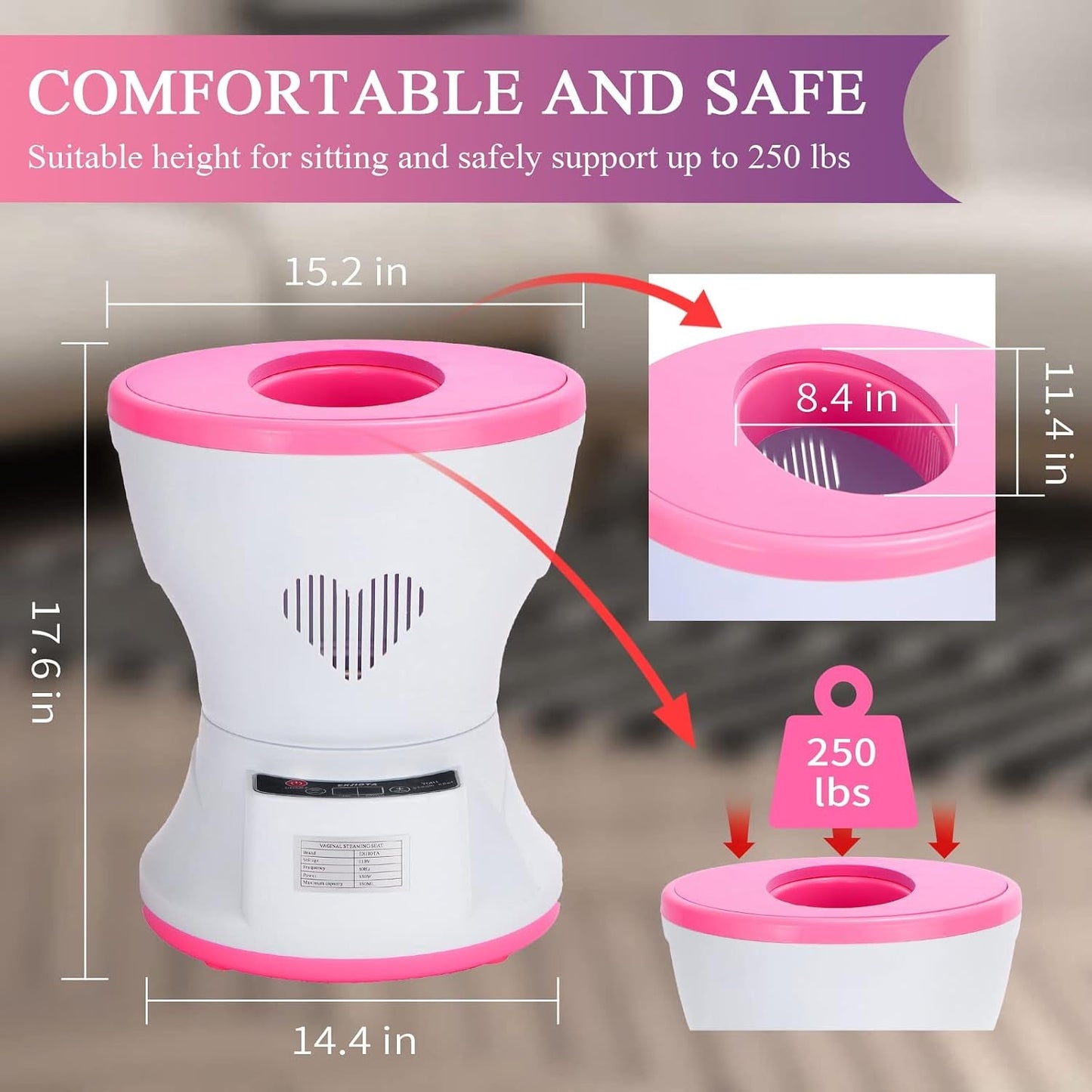 PureFresh Electric Vaginal Steam Seat with Remote & Touch Control - Vixen Adult Playroom