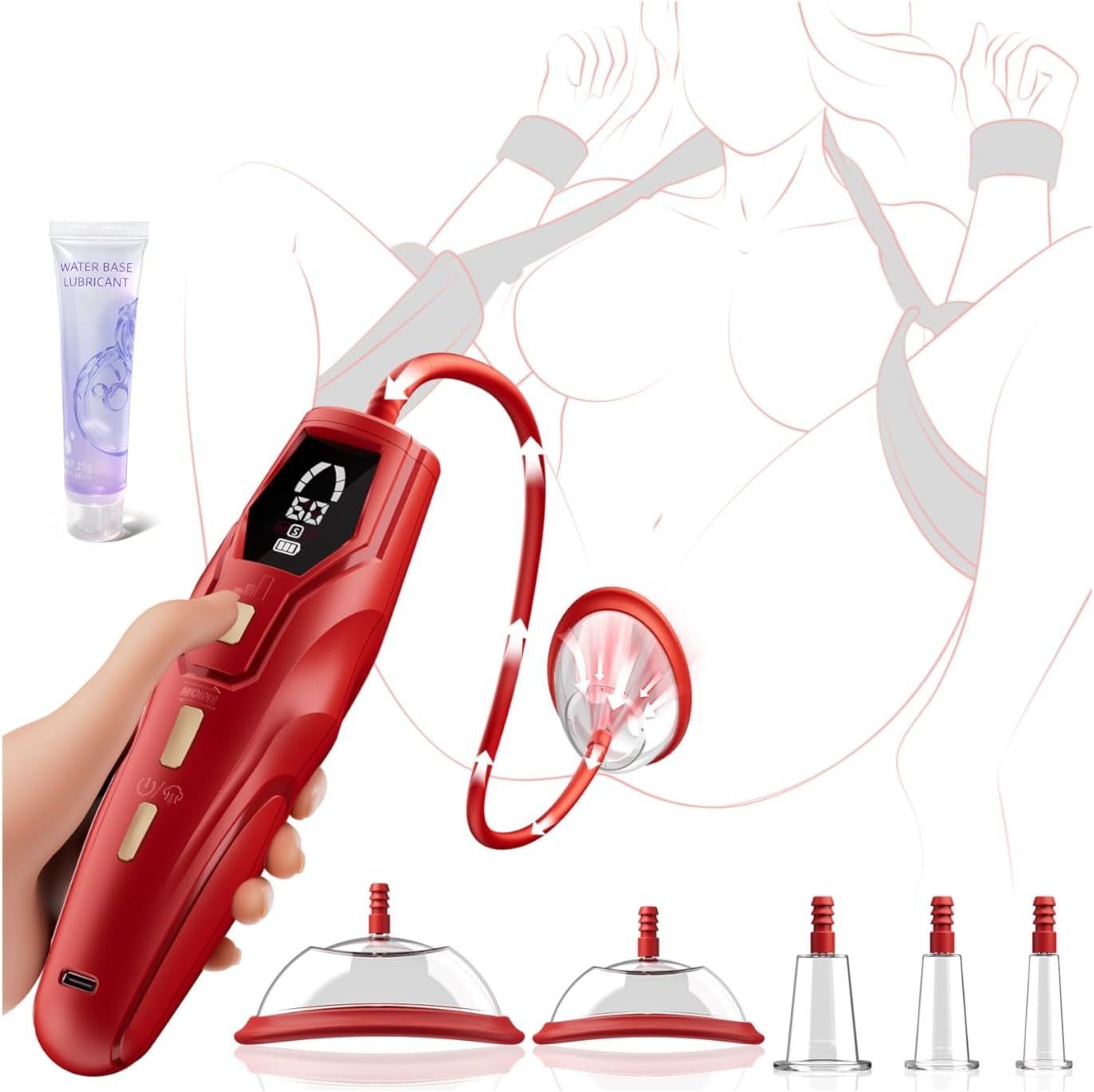 Pussy Pump Women Clit Sucker - BDSM Toys Automatic Clitoral Pump, 3 Suction Modes with 3 Pressure Levels, 3 in 1 Digital Nipple Toys Vagina Pump for Women Sex Toys - Pumps & Enlargers, 5 Cups Included - Vixen | Nova Network