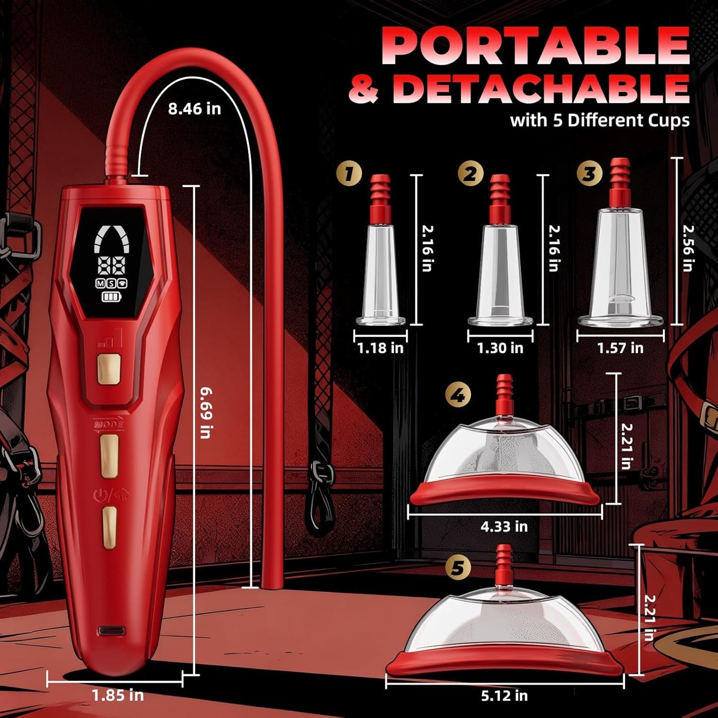 Pussy Pump Women Clit Sucker - BDSM Toys Automatic Clitoral Pump, 3 Suction Modes with 3 Pressure Levels, 3 in 1 Digital Nipple Toys Vagina Pump for Women Sex Toys - Pumps & Enlargers, 5 Cups Included - Vixen | Nova Network