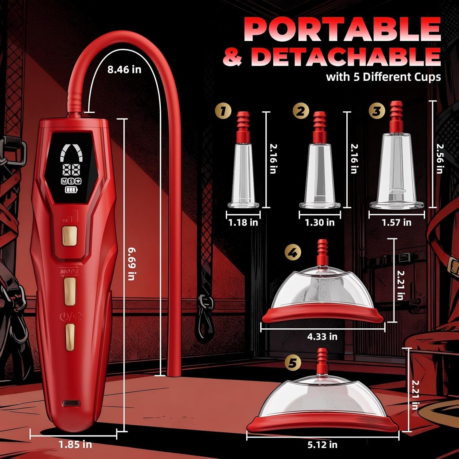 Pussy Pump Women Clit Sucker - BDSM Toys Automatic Clitoral Pump, 3 Suction Modes with 3 Pressure Levels, 3 in 1 Digital Nipple Toys Vagina Pump for Women Sex Toys - Pumps & Enlargers, 5 Cups Included - Vixen | Nova Network