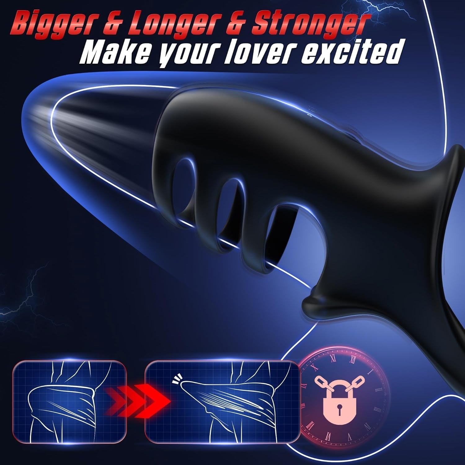 QuadLoop Vibrating Cock Ring Sleeve 10 Modes | Adjustable Fit - Vixen | Nova Network