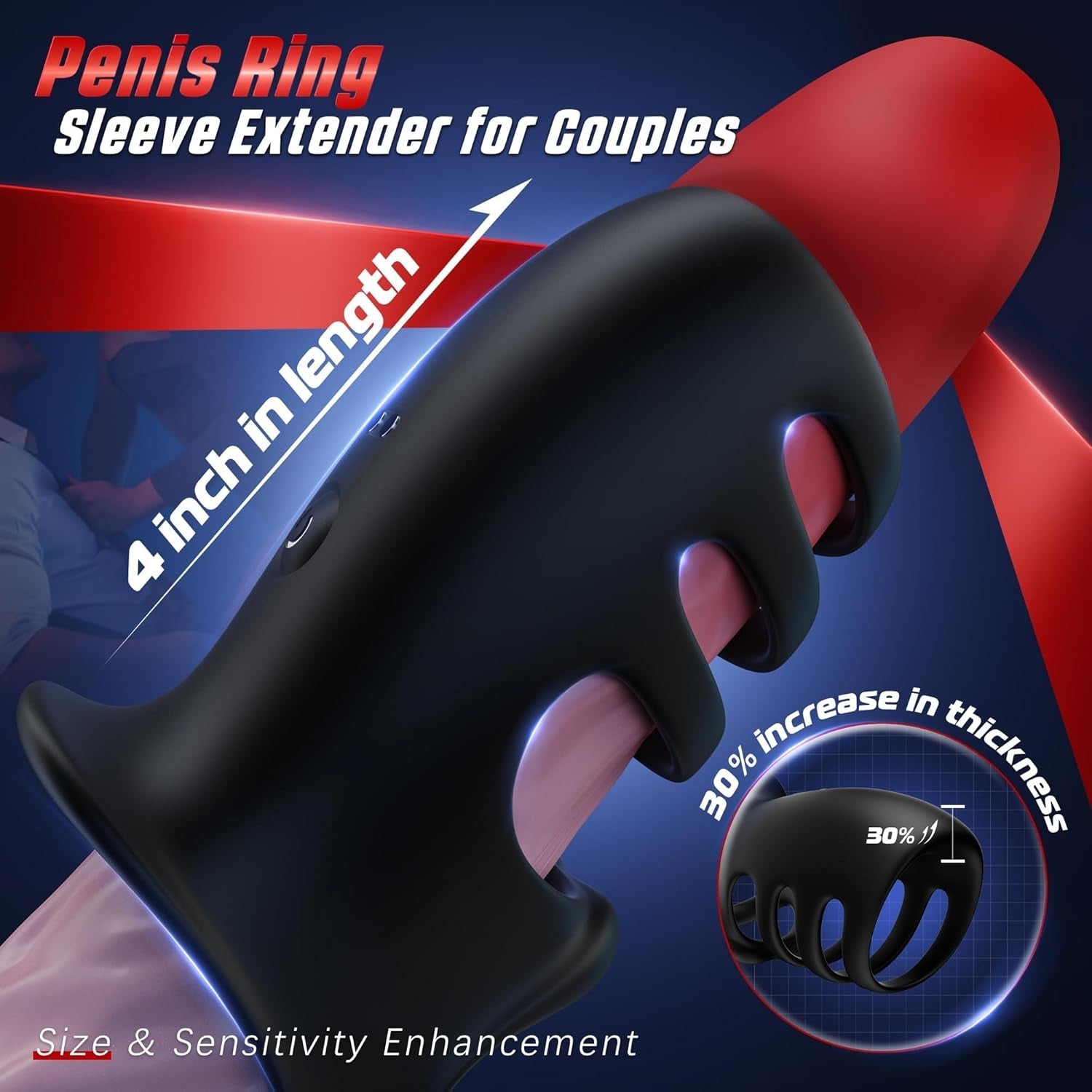QuadLoop Vibrating Cock Ring Sleeve 10 Modes | Adjustable Fit - Vixen | Nova Network