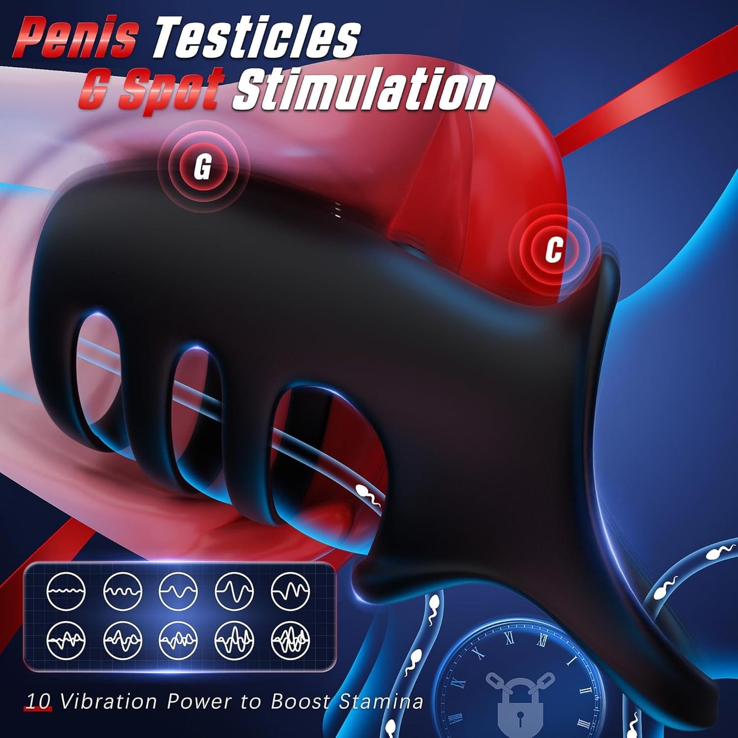 QuadLoop Vibrating Cock Ring Sleeve 10 Modes | Adjustable Fit - Vixen | Nova Network