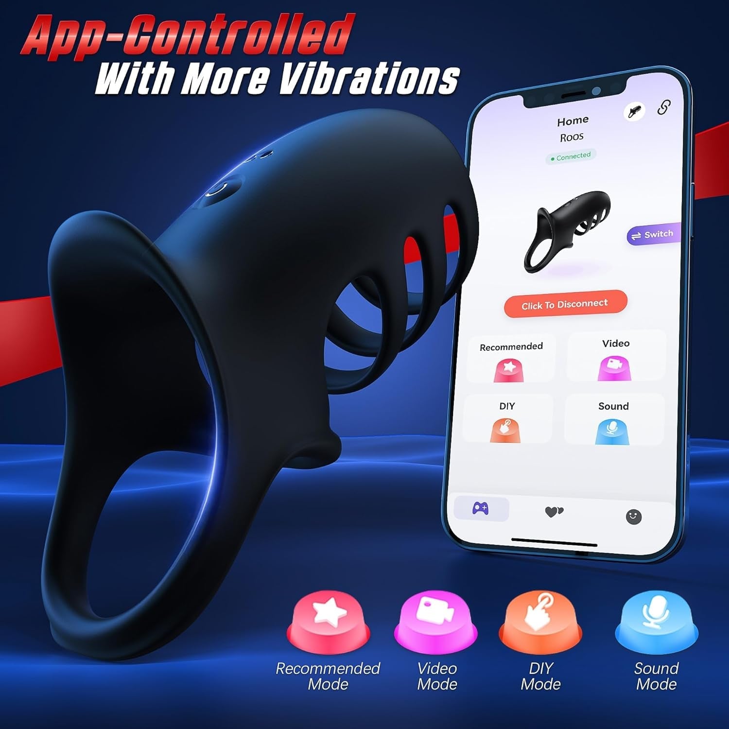 QuadLoop Vibrating Cock Ring Sleeve 10 Modes | Adjustable Fit - Vixen | Nova Network