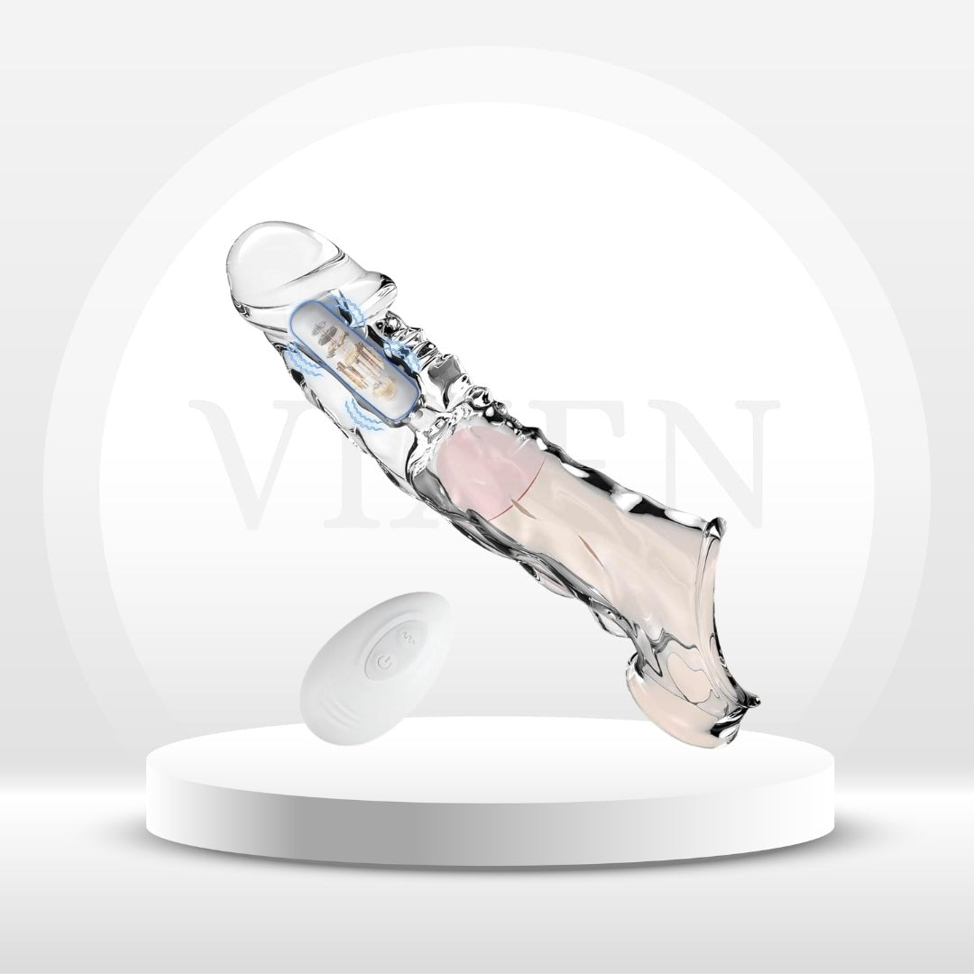 QuadPulse Transparent Vibrating Penis Sleeve - Vixen | Nova Network