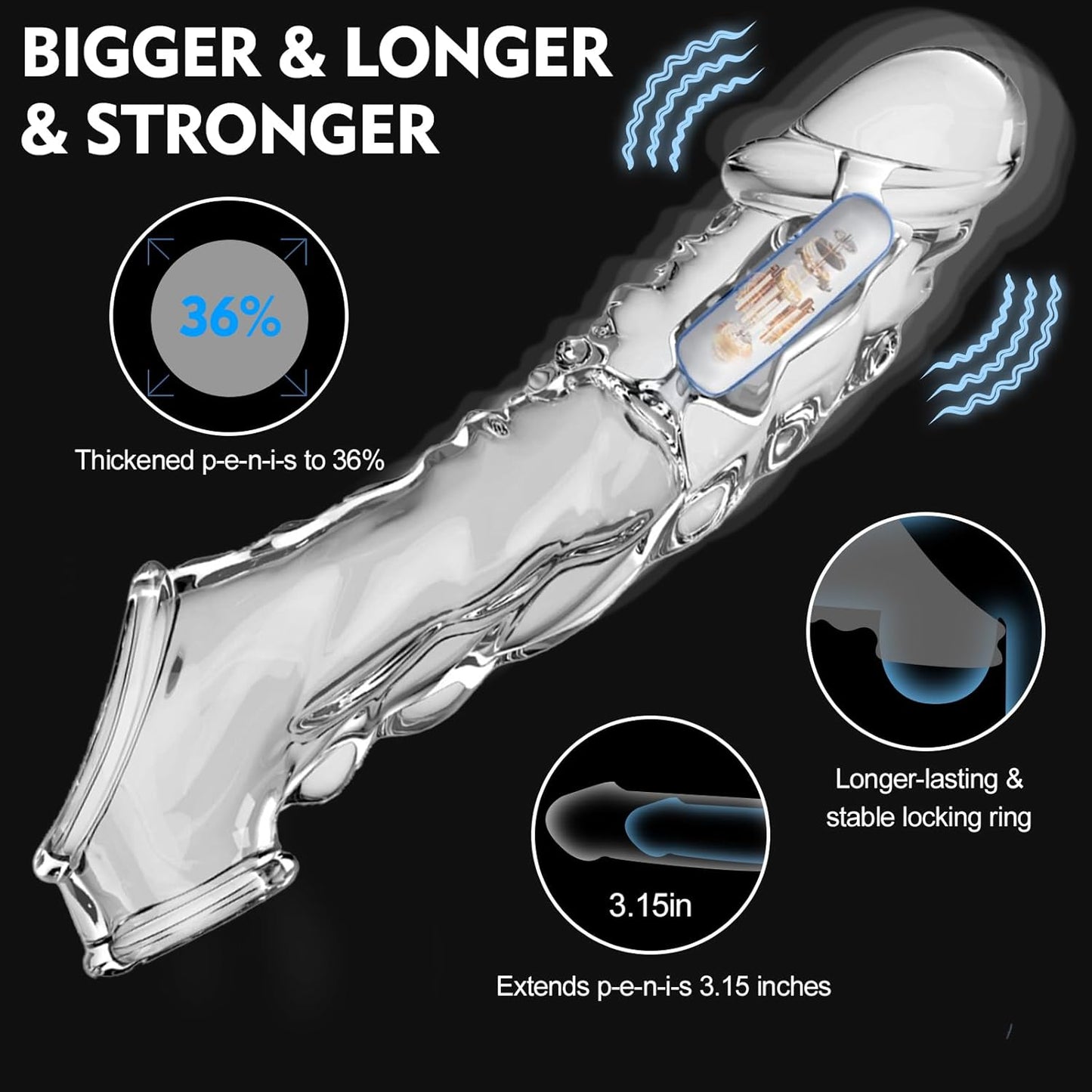 QuadPulse Transparent Vibrating Penis Sleeve - Vixen | Nova Network