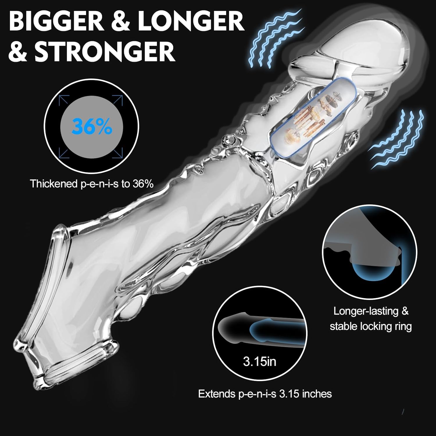 QuadPulse Transparent Vibrating Penis Sleeve - Vixen | Nova Network