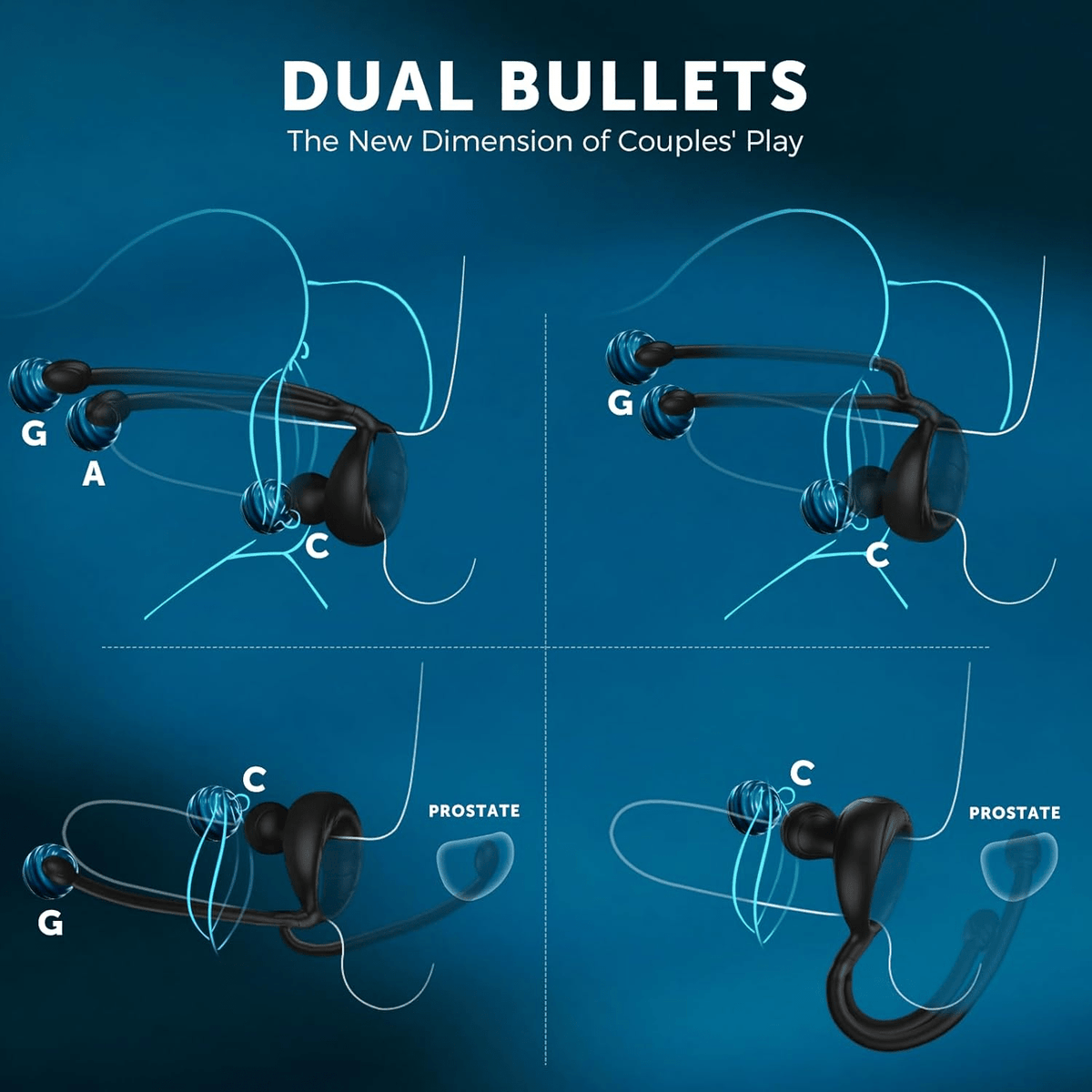 QuadZone Vibrating Cock Ring & Anal Plug – Dual Bullet, 10 Modes - Vixen Adult Playroom