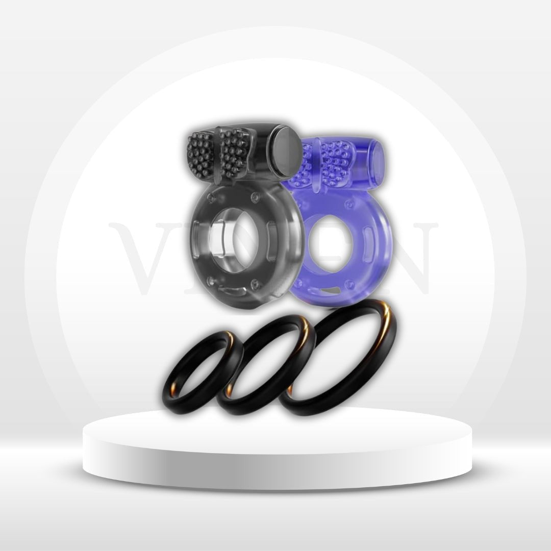 QuintetX Variety Cock Ring 5-Pack | Erection + Clit Vibe - Vixen | Nova Network