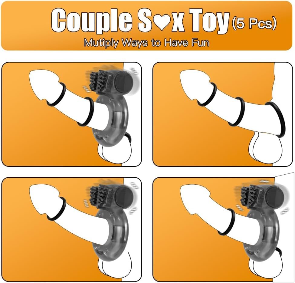 QuintetX Variety Cock Ring 5-Pack | Erection + Clit Vibe - Vixen | Nova Network