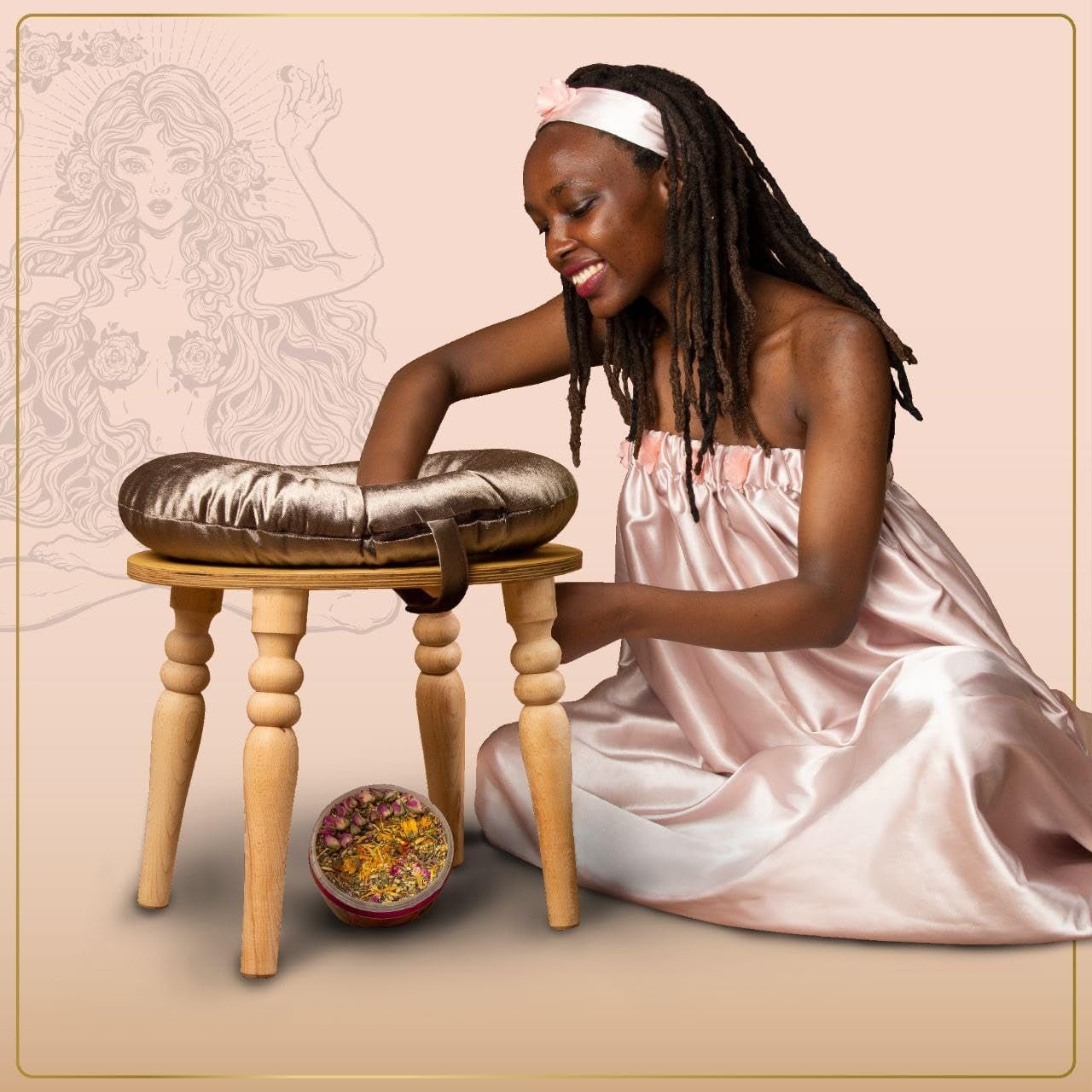 RegalGrove Wooden Yoni Steam Seat — Handcrafted Engraved Hardwood - Vixen Adult Playroom