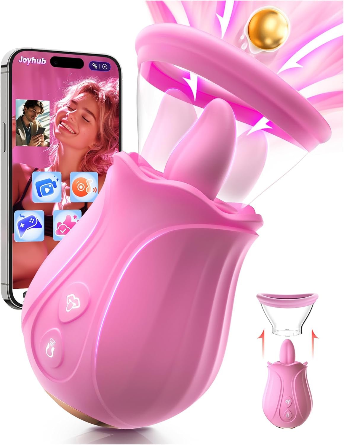 RevolveBloom Rose Sucker with 360° Rotating Tongue – App, 10+7 Modes - Vixen Adult Playroom