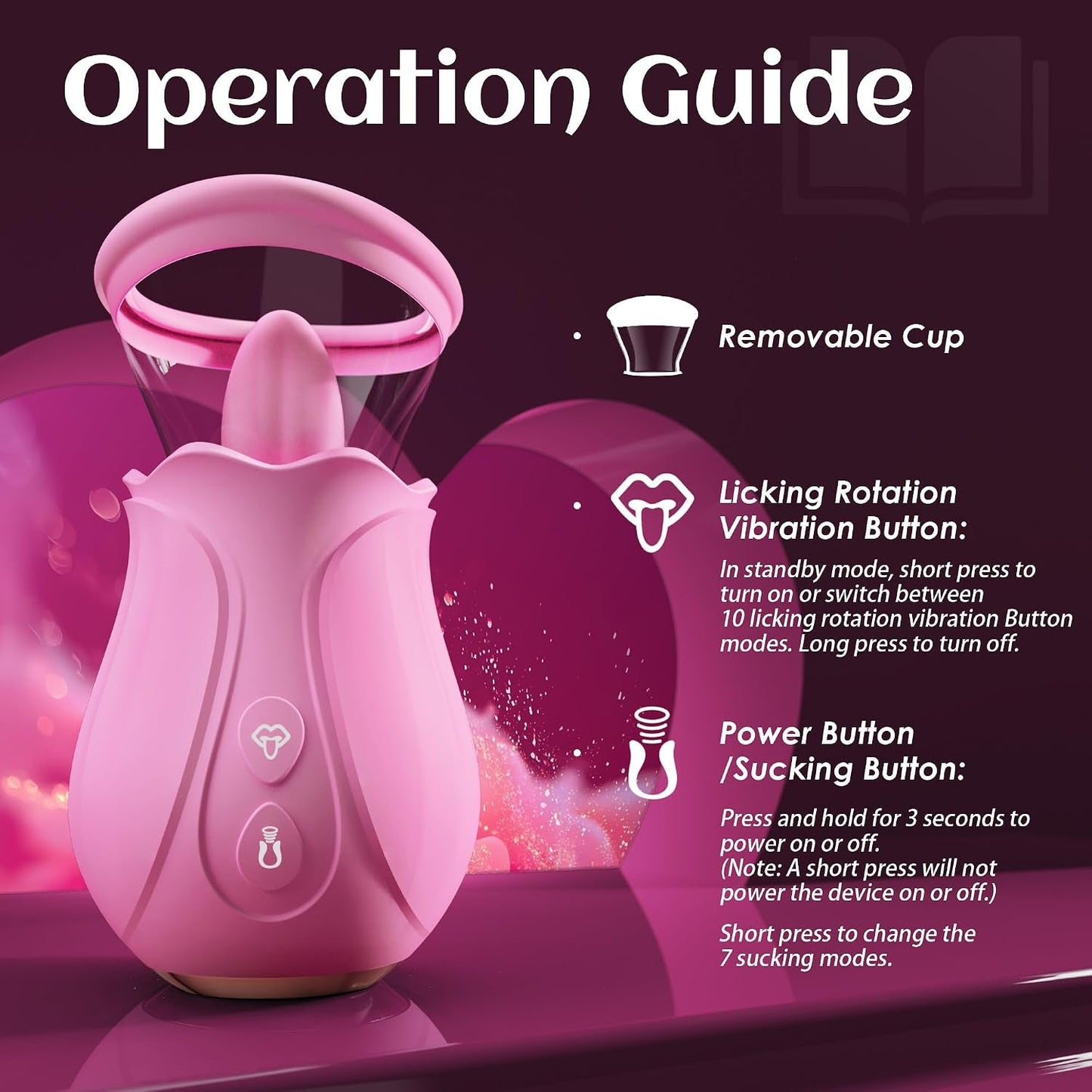 RevolveBloom Rose Sucker with 360° Rotating Tongue – App, 10+7 Modes - Vixen Adult Playroom