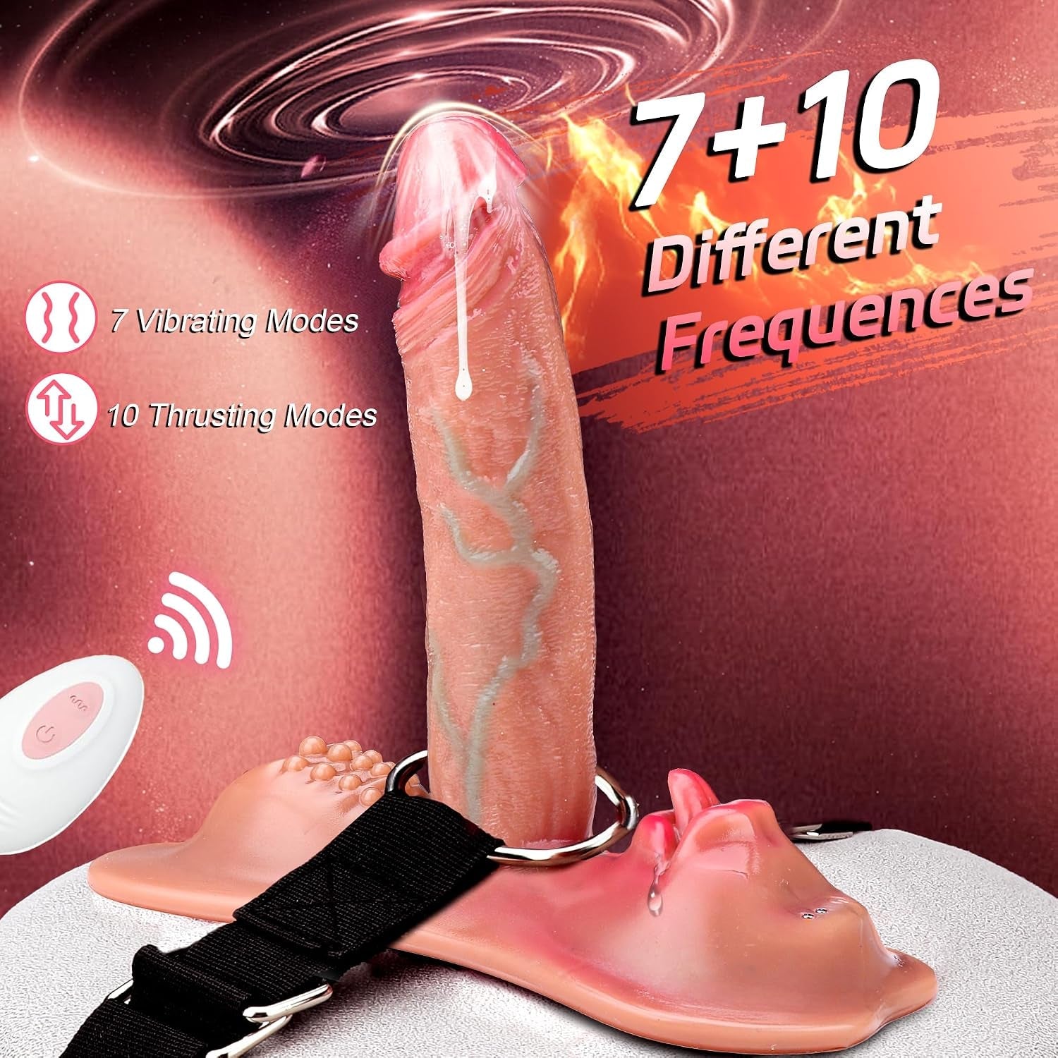RideReign 9.45" Ride-On Thrusting Dildo – Remote, Heating, 3 Motors - Vixen Adult Playroom