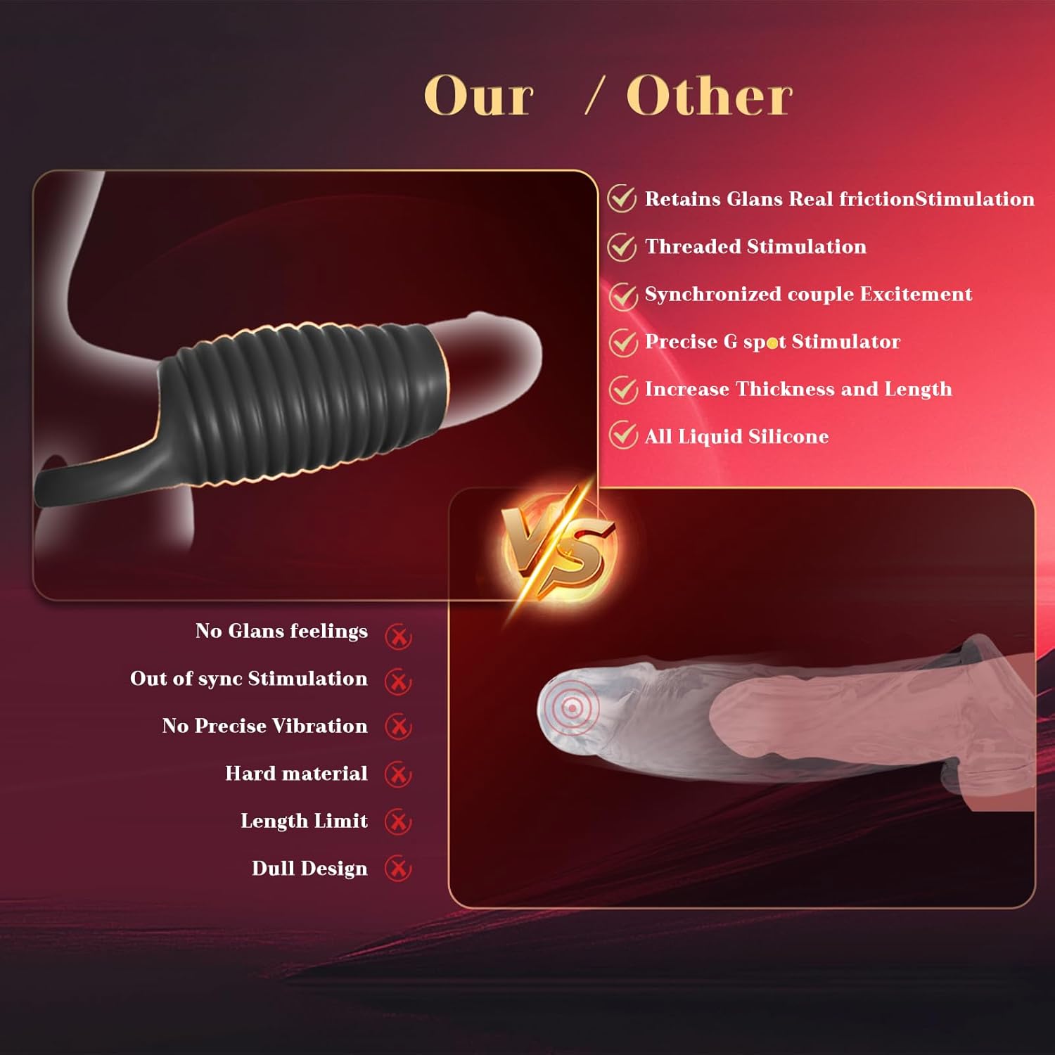 RippleGrip Wave Stimulation Penis Sleeve - Vixen | Nova Network