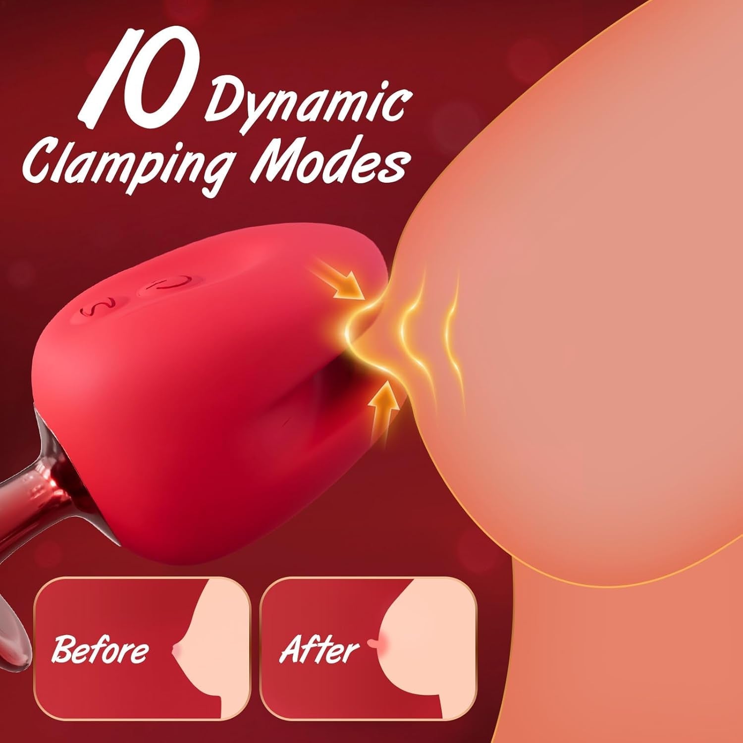 RippleTease Handheld Vibrating Nipple Clamp – 10 Vibrating Modes - Vixen Adult Playroom