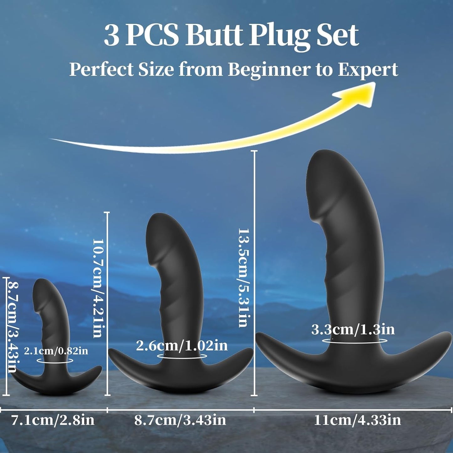 RiseTrio 3-Piece Silicone Anal Training Butt Plug Kit - Vixen | Nova Network