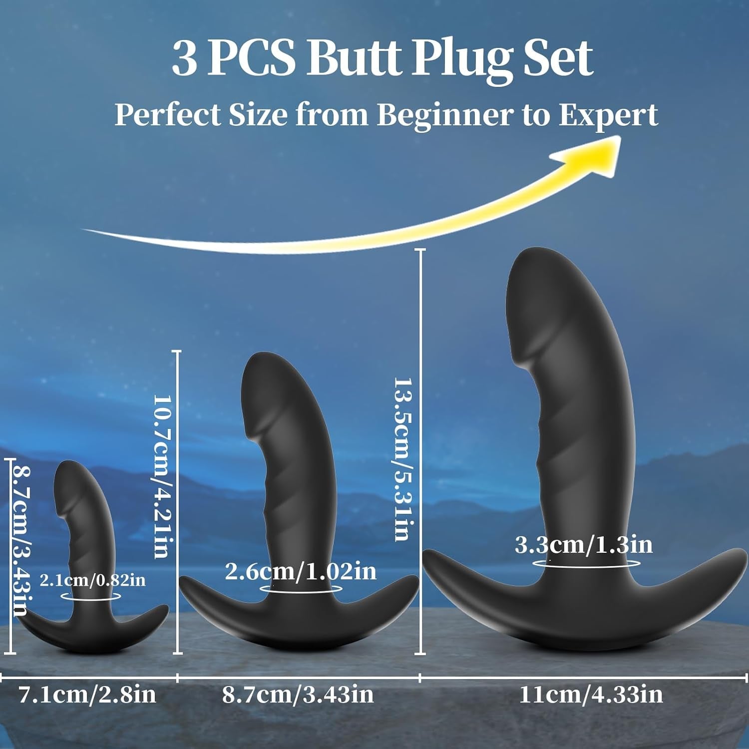 RiseTrio 3-Piece Silicone Anal Training Butt Plug Kit - Vixen | Nova Network