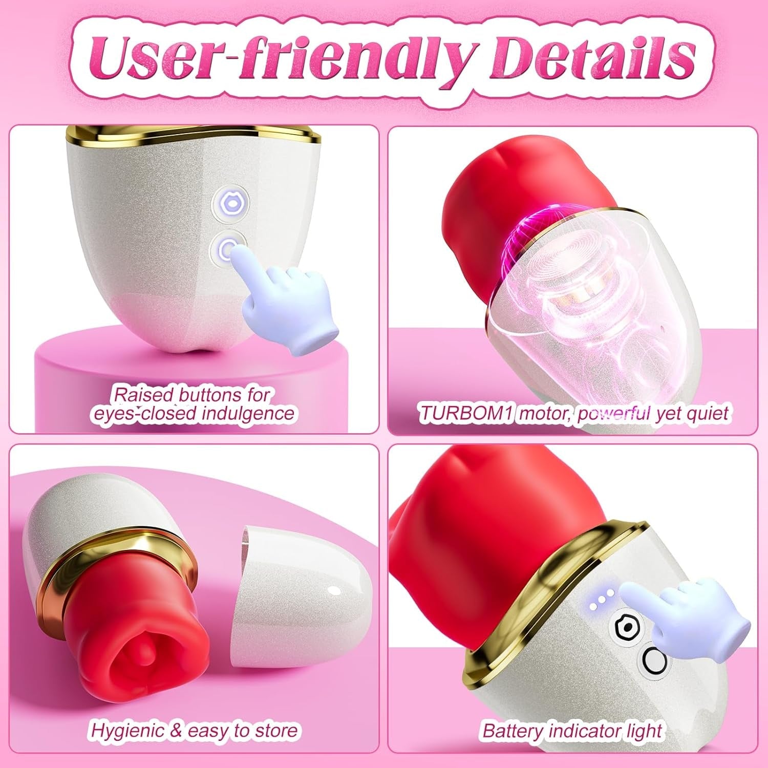 RoseAura 3 - in - 1 Rose Suction Tongue Vibrator - Vixen | Nova Network