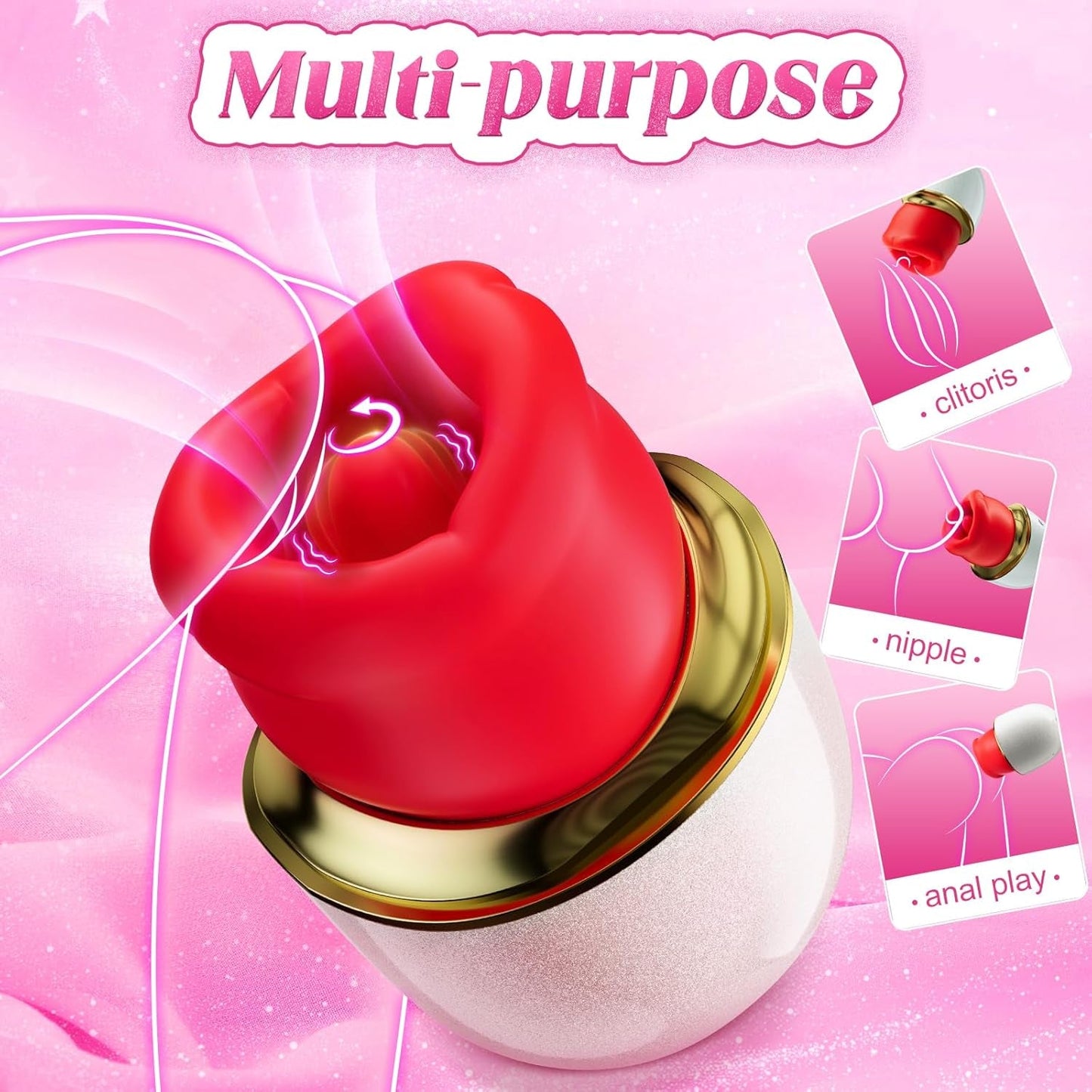 RoseAura 3 - in - 1 Rose Suction Tongue Vibrator - Vixen | Nova Network