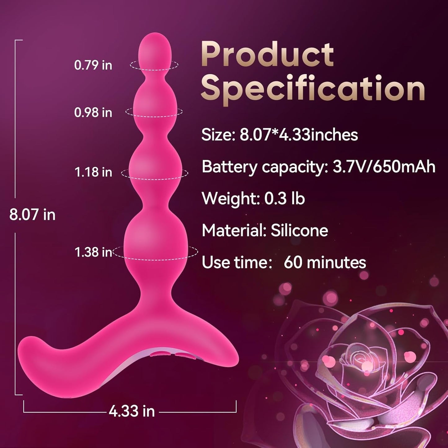 RoséBeads Vibrating Anal Beads Plug - Vixen | Nova Network
