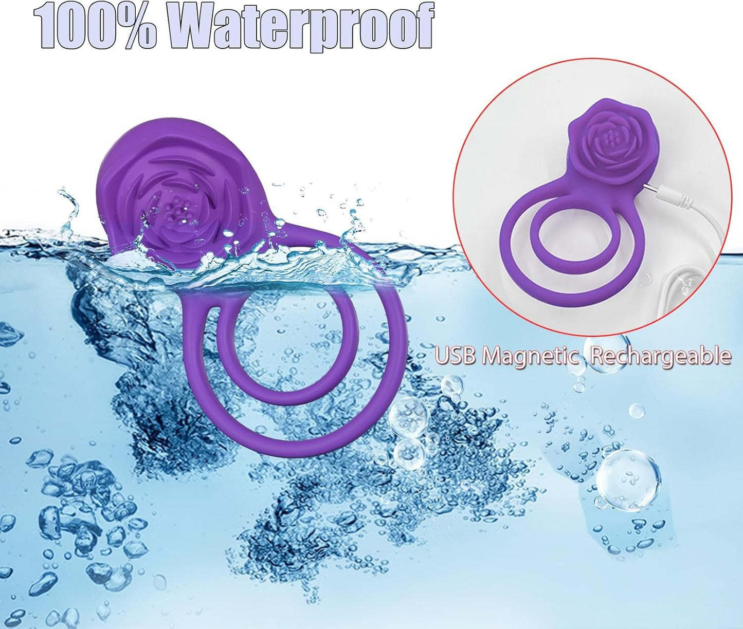 RoseBind Vibrating Dual Cock Ring Rose Clitoral 7 Modes - Vixen | Nova Network