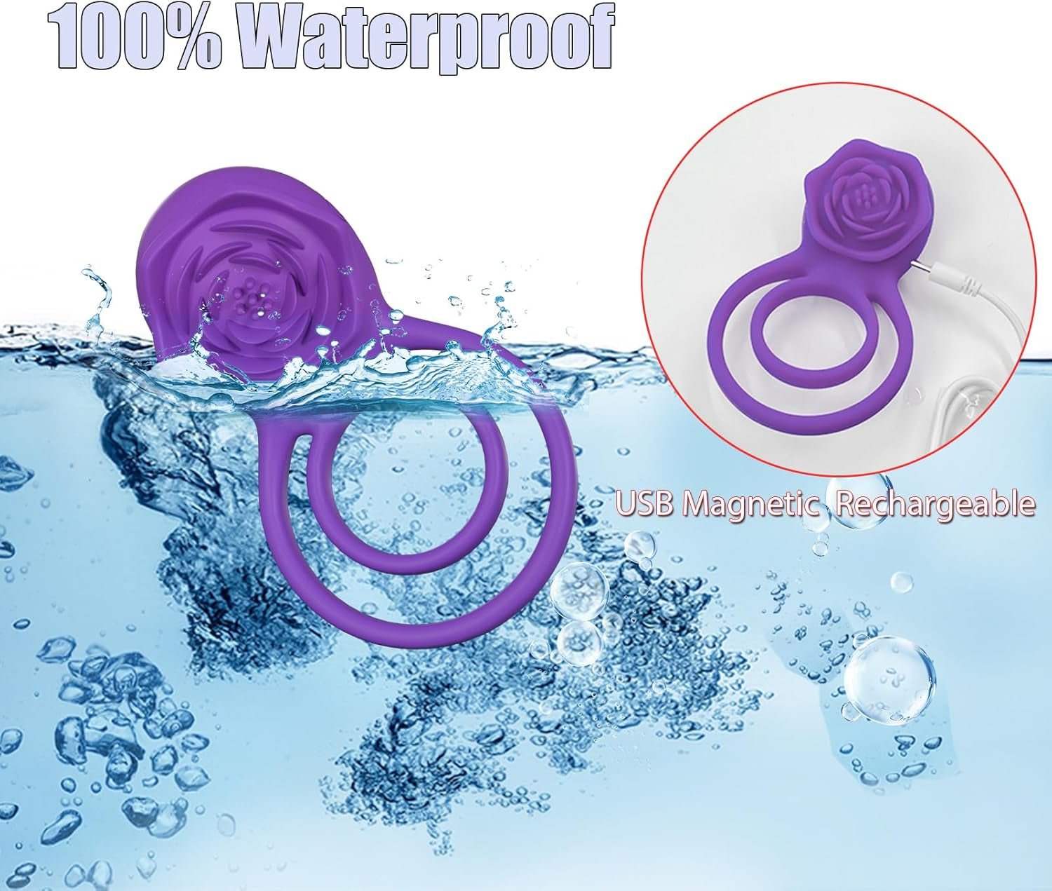 RoseBind Vibrating Dual Cock Ring Rose Clitoral 7 Modes - Vixen | Nova Network