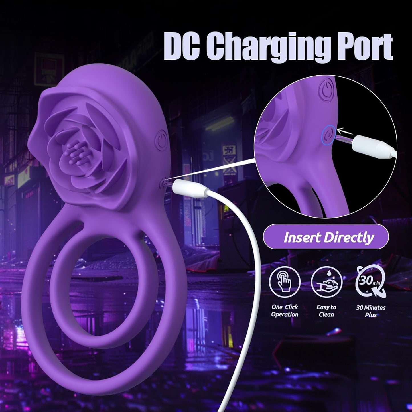 RoseBind Vibrating Dual Cock Ring Rose Clitoral 7 Modes - Vixen | Nova Network