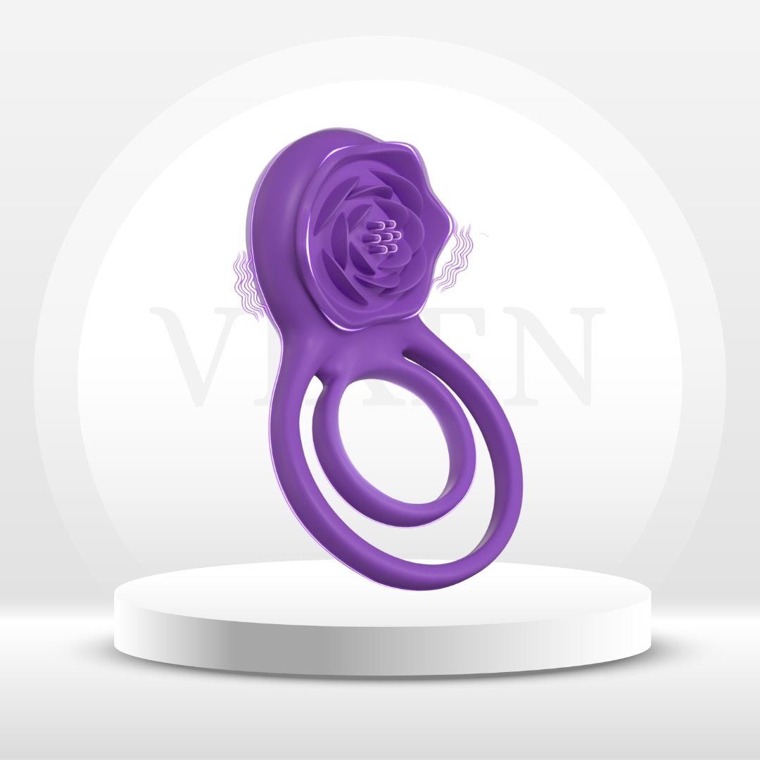 RoseBind Vibrating Dual Cock Ring Rose Clitoral 7 Modes - Vixen | Nova Network