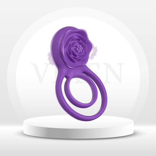 RoseBind Vibrating Dual Cock Ring Rose Clitoral 7 Modes - Vixen | Nova Network